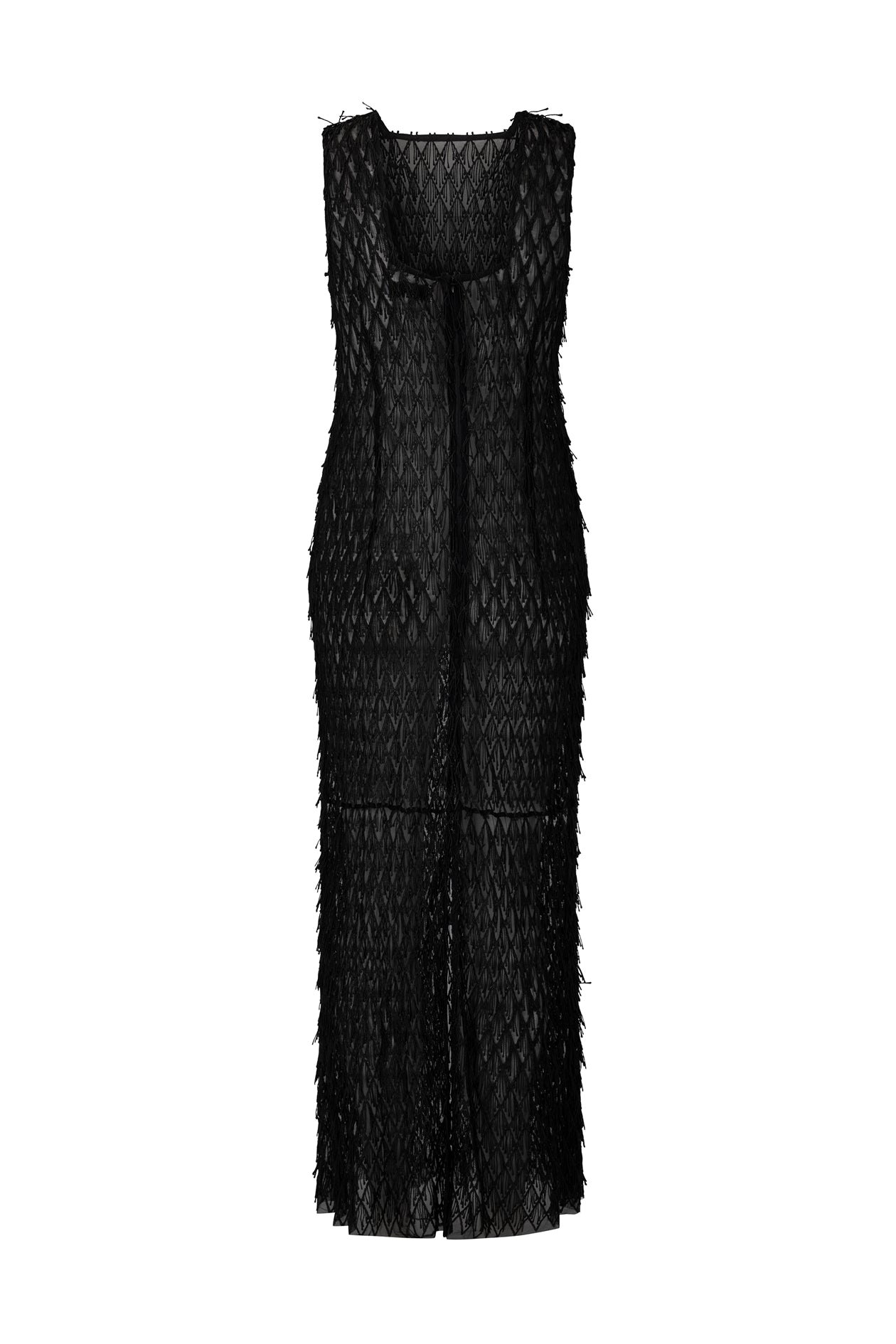 Mira Lace Dress in Mesh Fringe