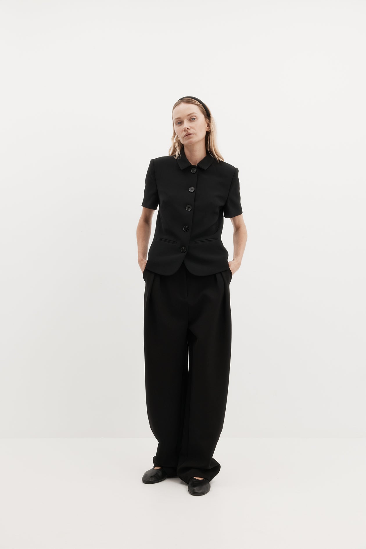 Short Sleeve Bardot Blazer in Bonded Suiting