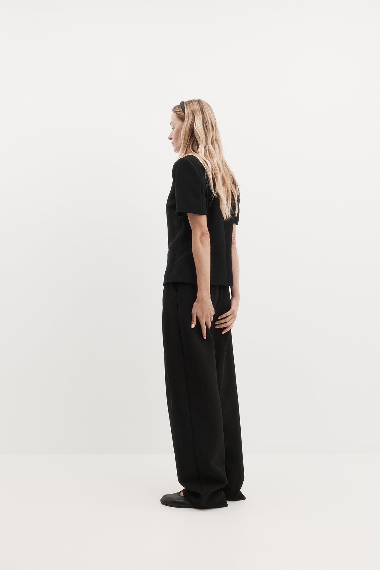 Short Sleeve Bardot Blazer in Bonded Suiting