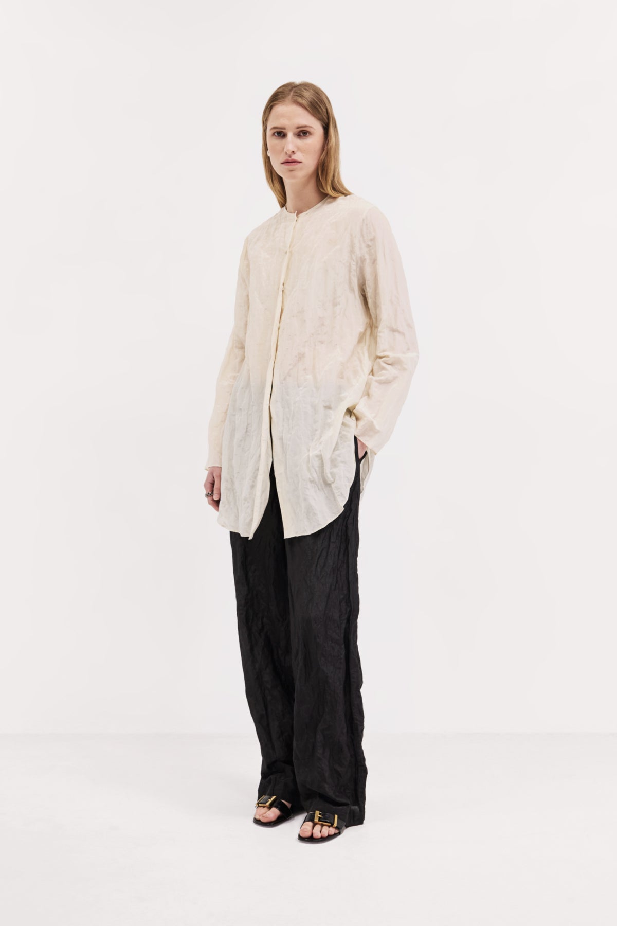 Drew Trouser in Crinkle Cotton Silk