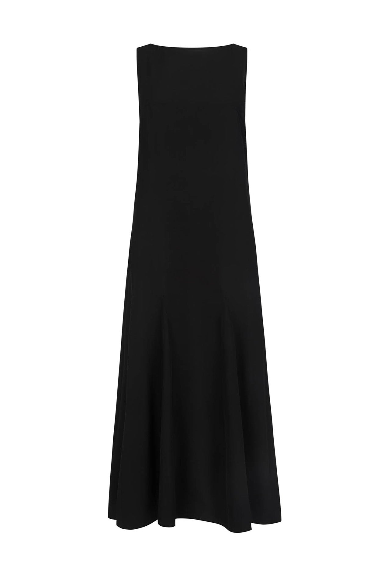 Godet Dress in Silk Crepe de Chine