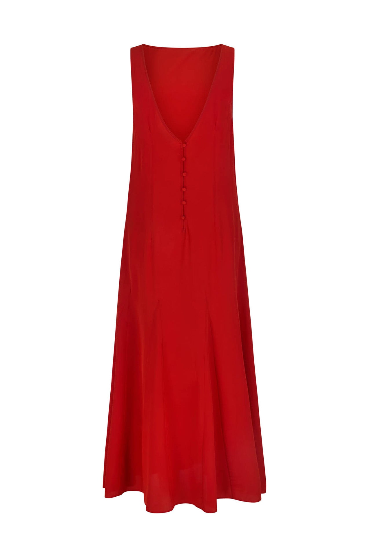 Godet Dress in Silk Crepe de Chine