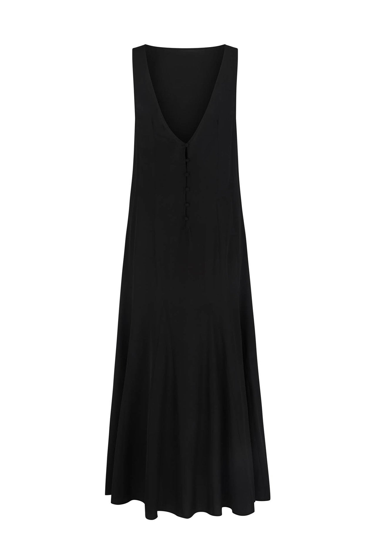 Godet Dress in Silk Crepe de Chine