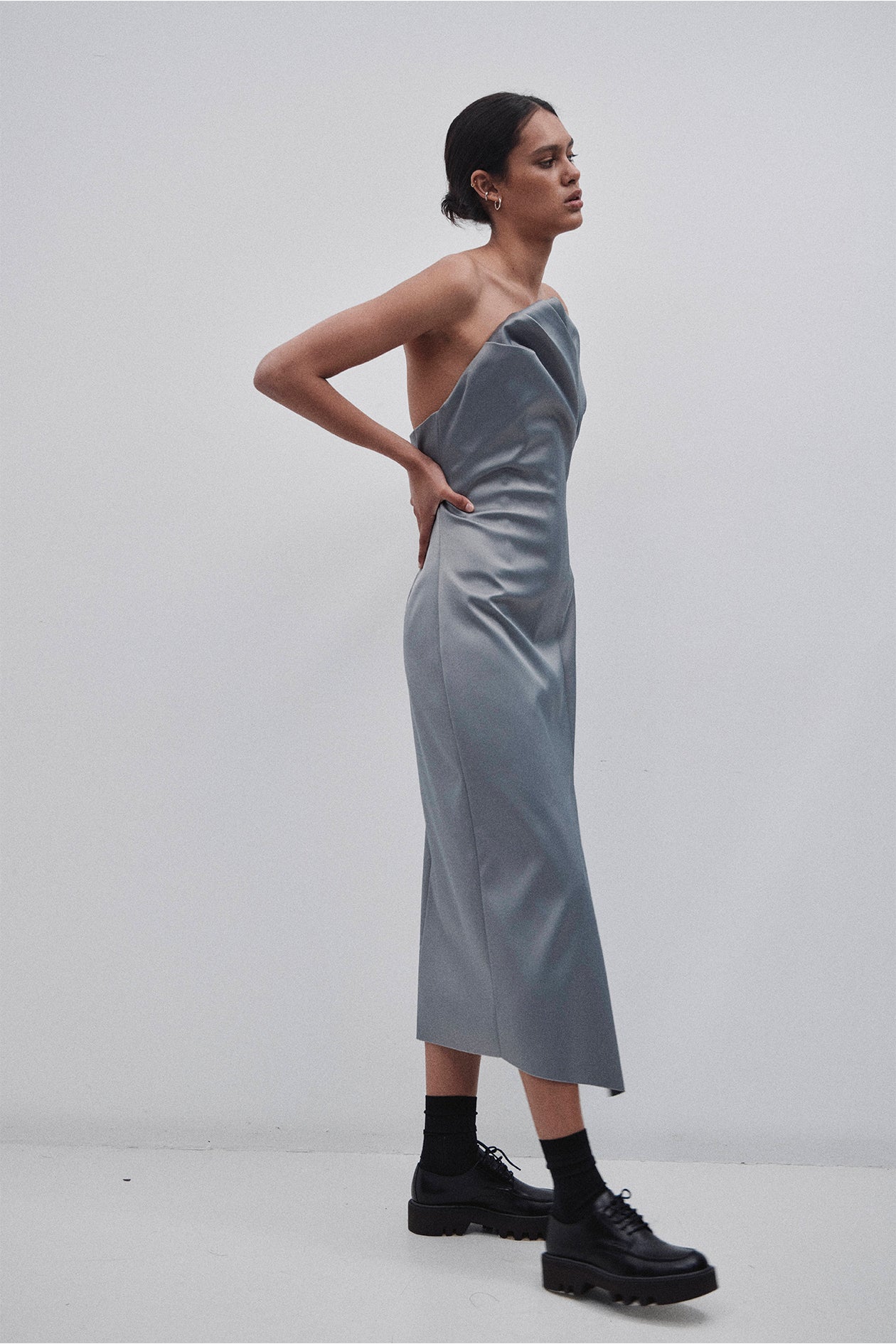 Albus Dress in Bonded Satin