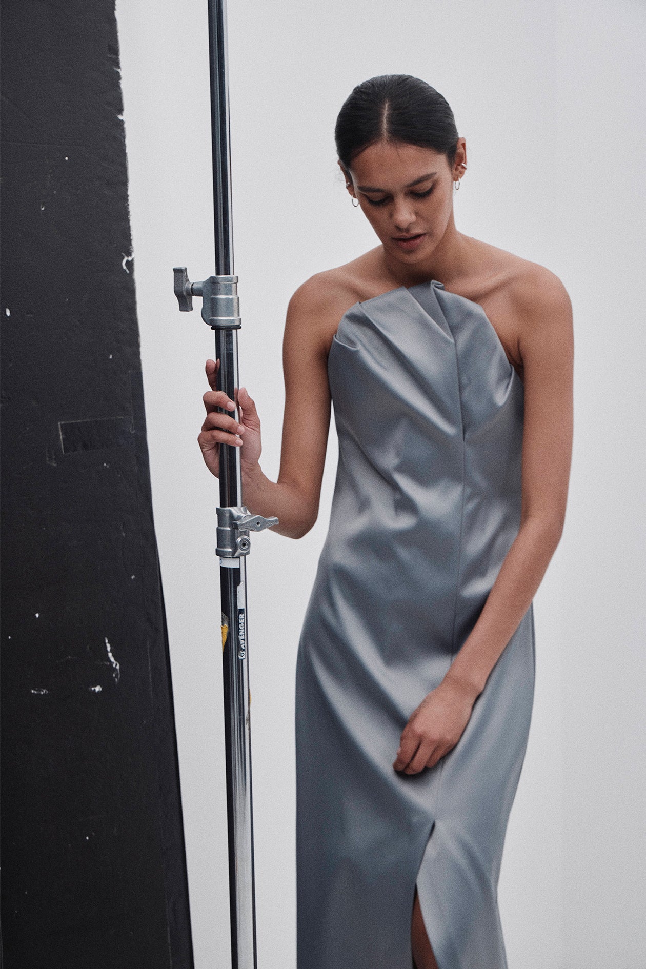 Albus Dress in Bonded Satin