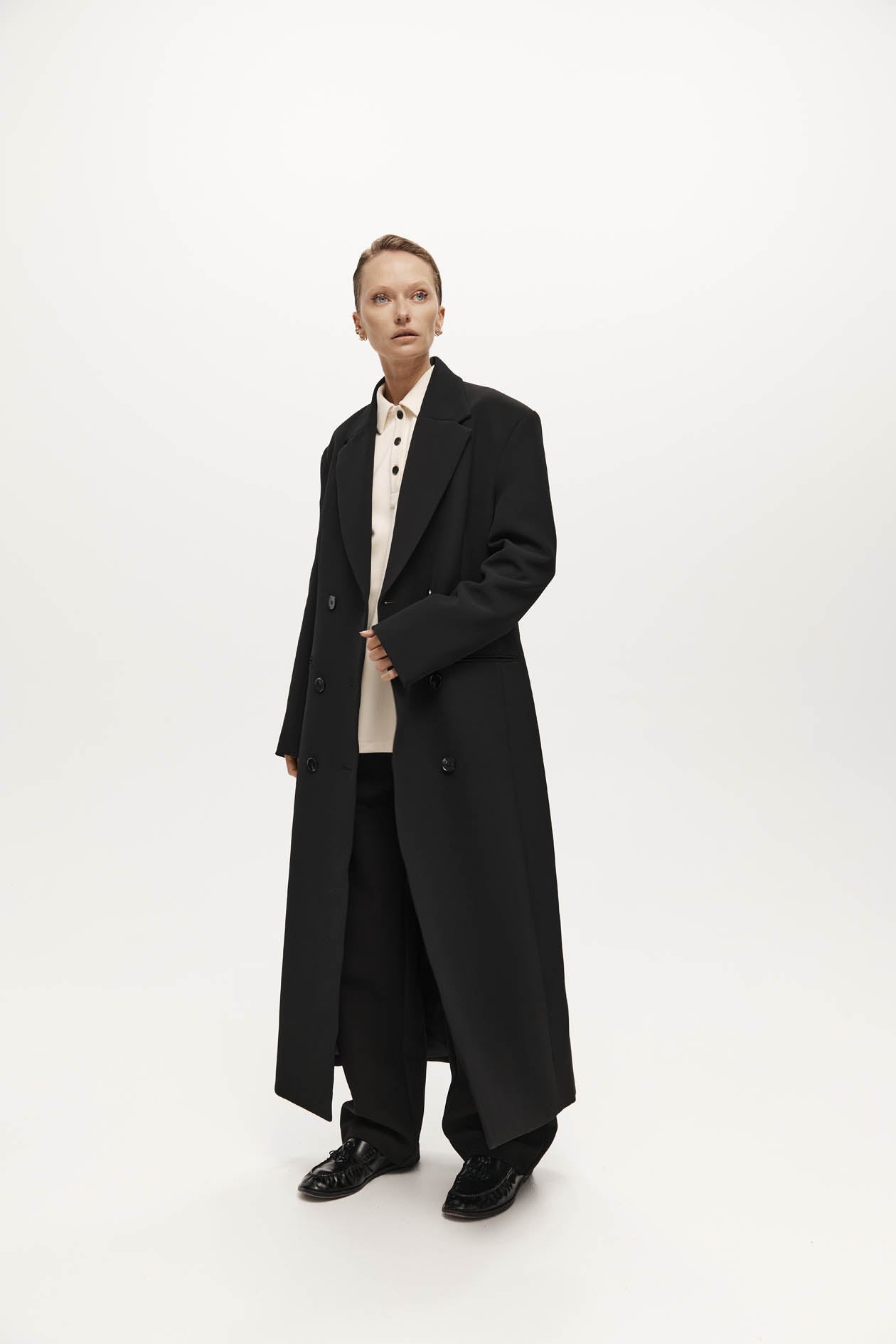 Long Egon Coat in Bonded Suiting