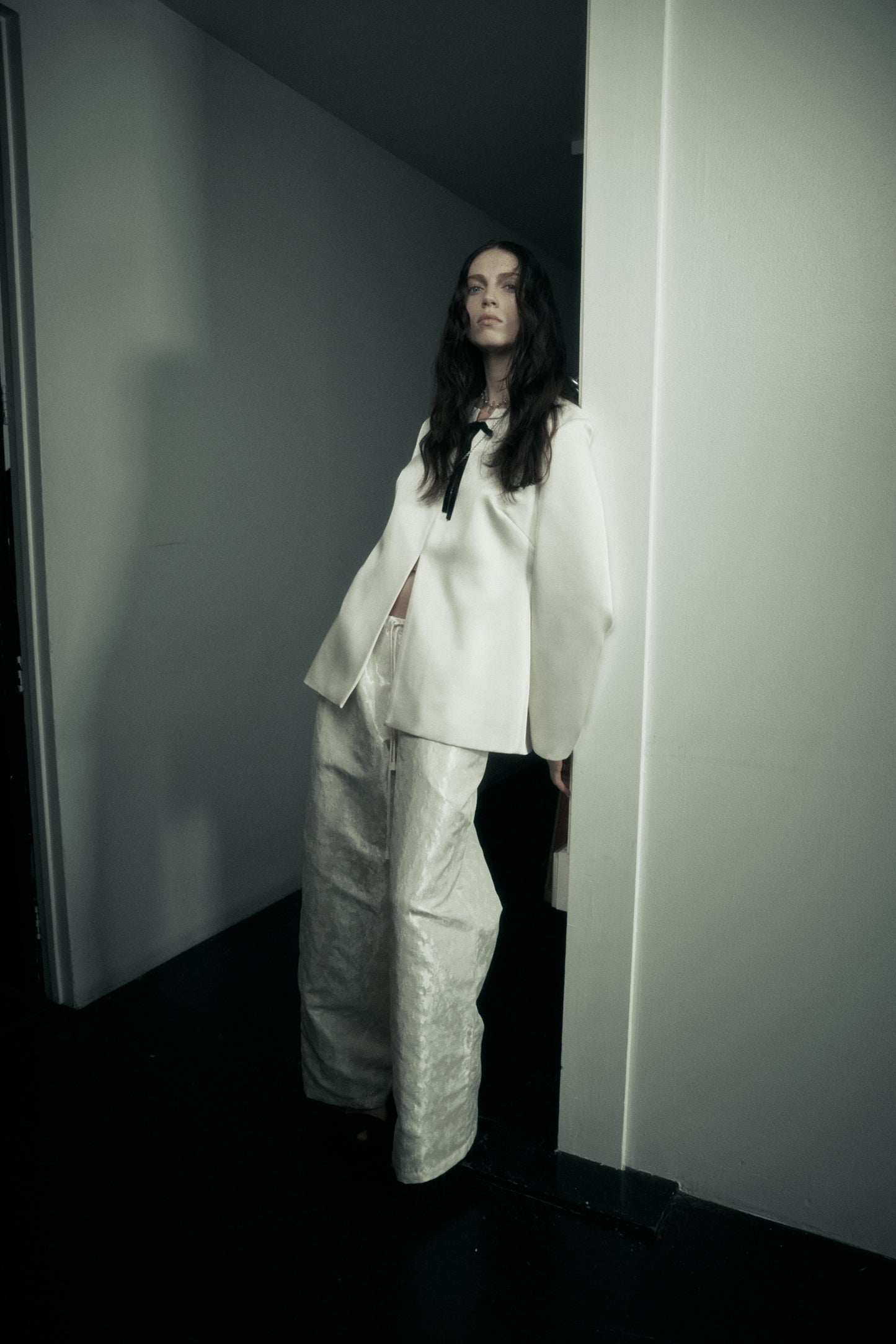 Drew Trouser in Embroidered Taffeta