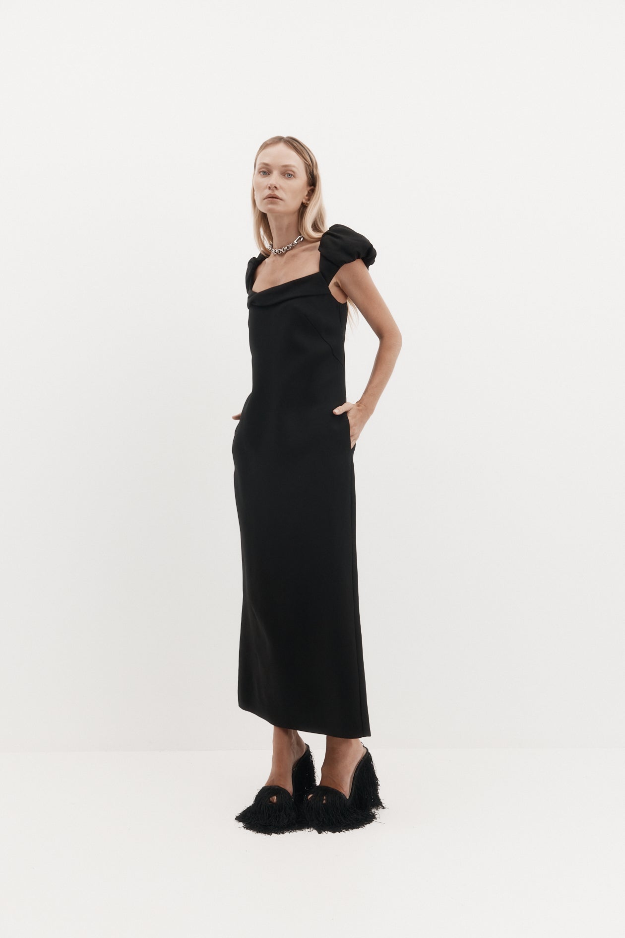 Robertson Dress in Wool Tencel Suiting