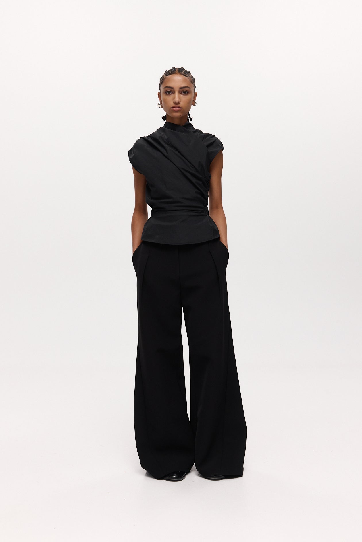 Flared Abel Trouser in Bonded Suiting