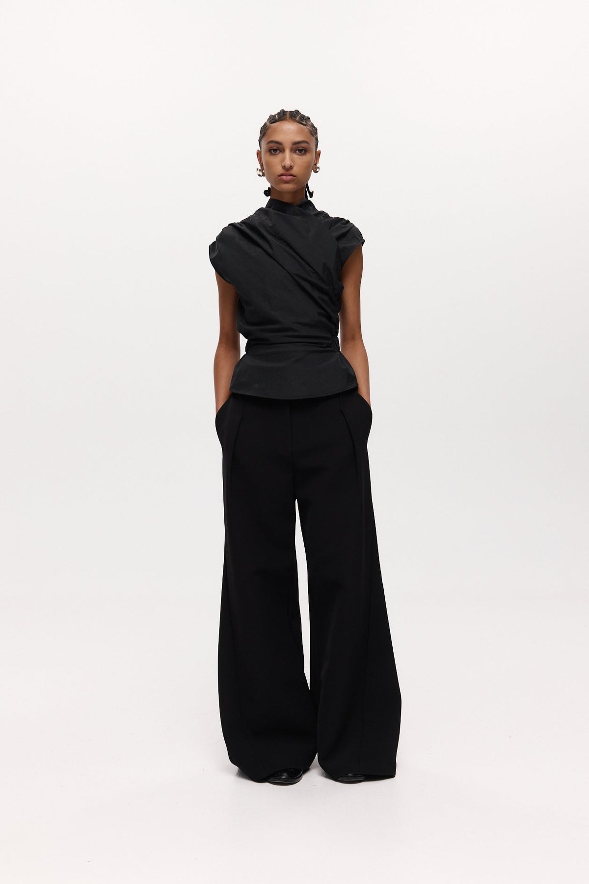 Flared Abel Trouser in Bonded Suiting