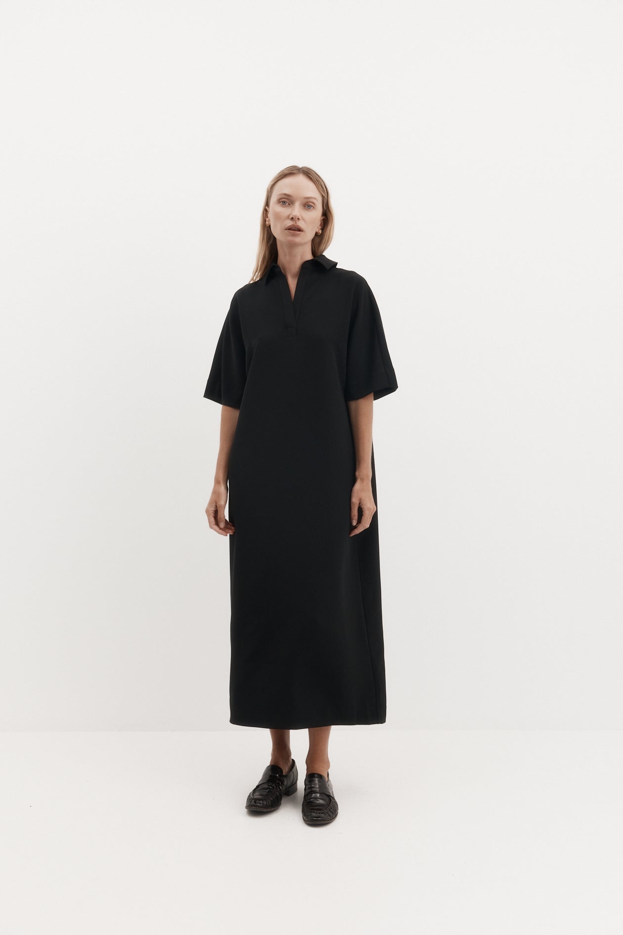 Long Polo Dress in Drape Suiting