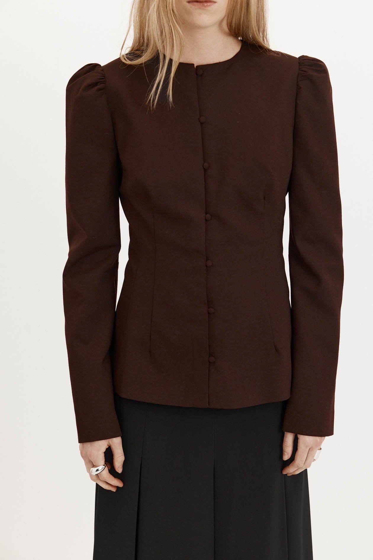 Helena Top in Wool Suiting