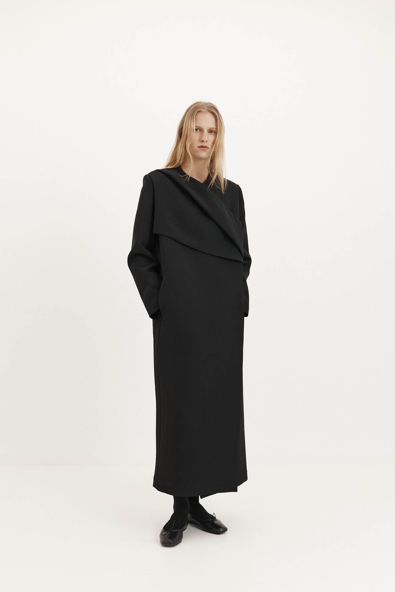 Roan Wrap Coat in Bonded Suiting