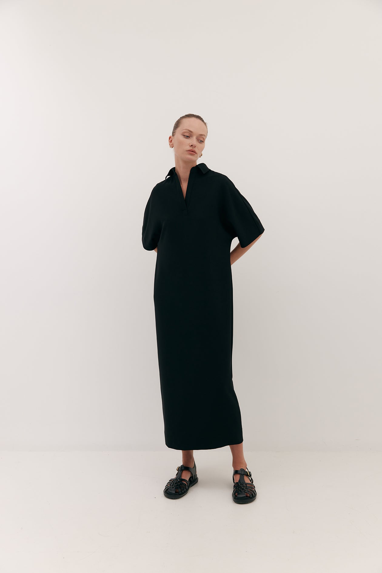Long Polo Dress in Drape Suiting