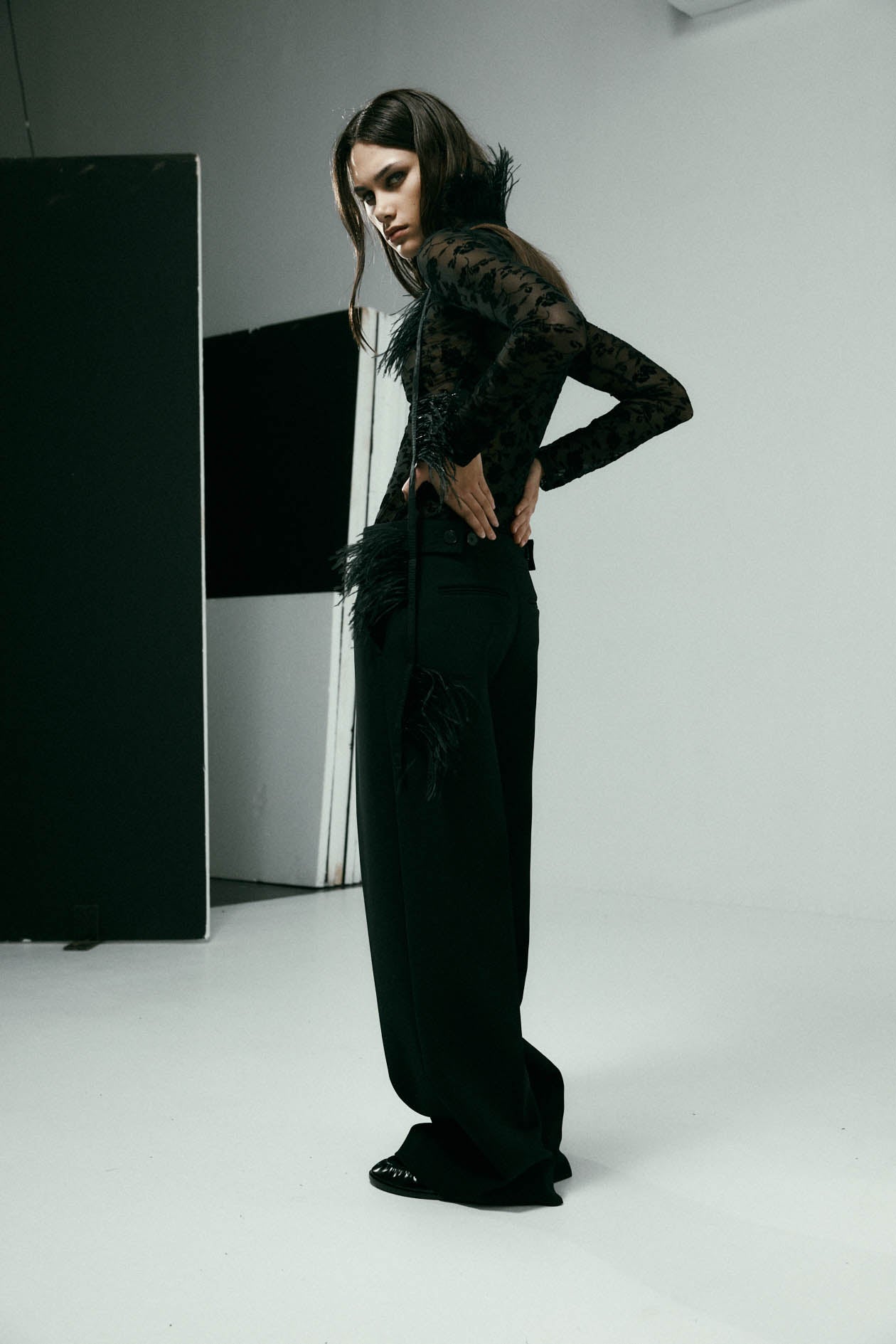 Darvos Top in Mesh Velvet