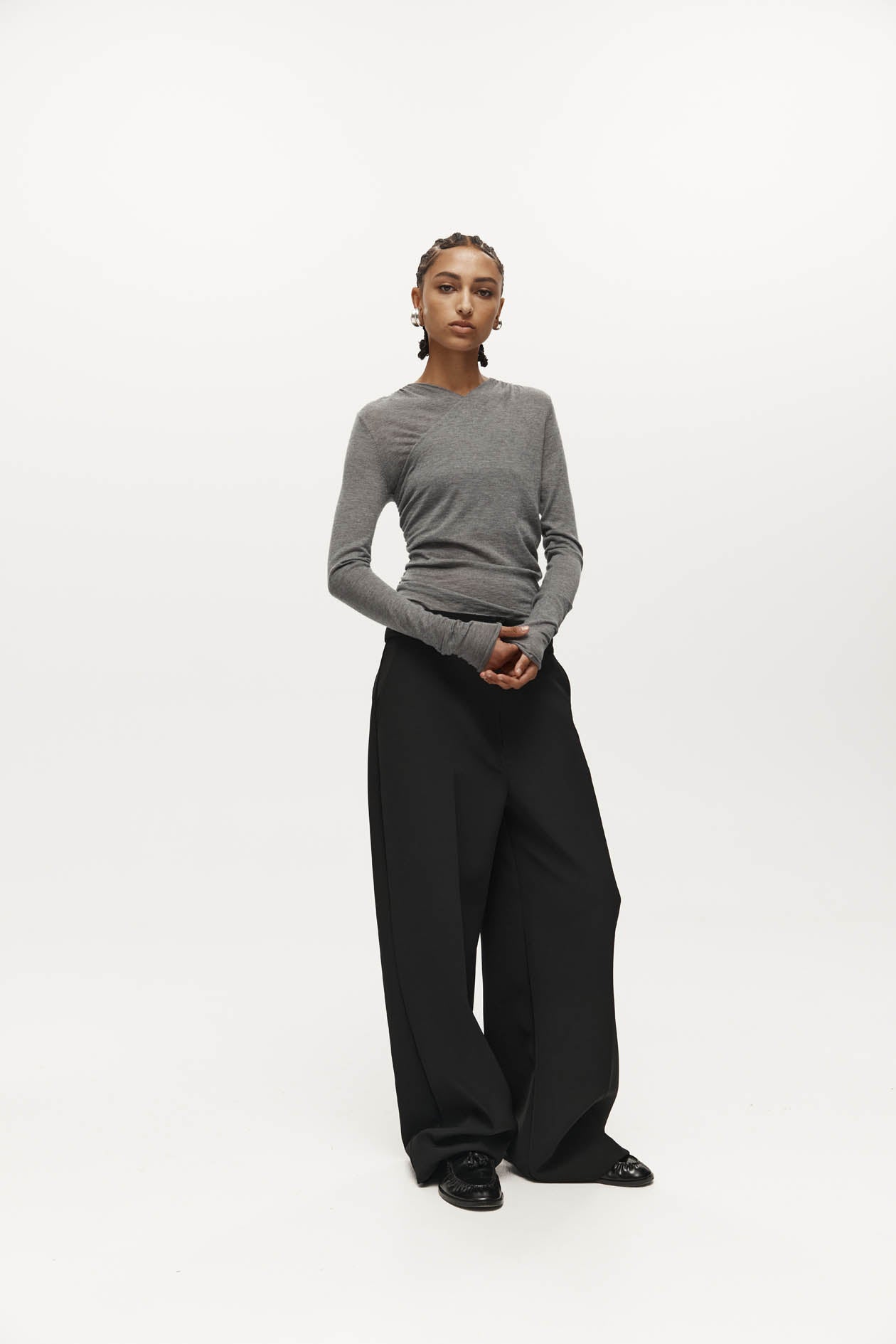 Rosie Wrap Knit Top in Wool Cashmere