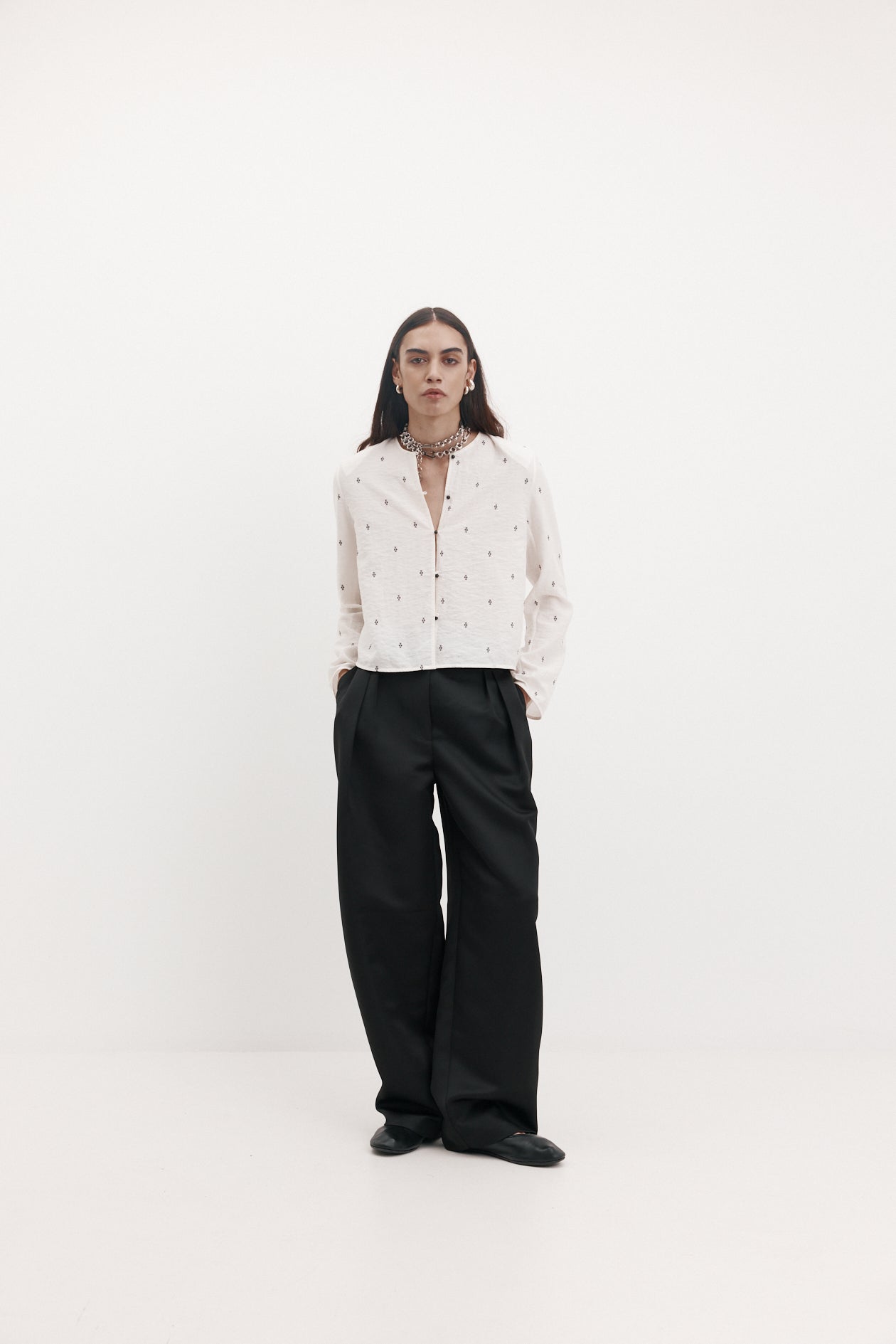 Eileen Top in Embroidered Silk