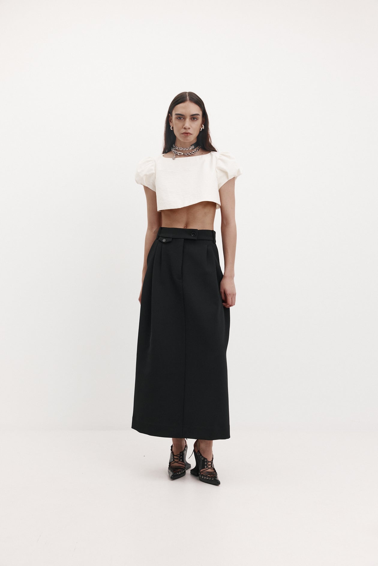 Adam Skirt in Bonded Suiting