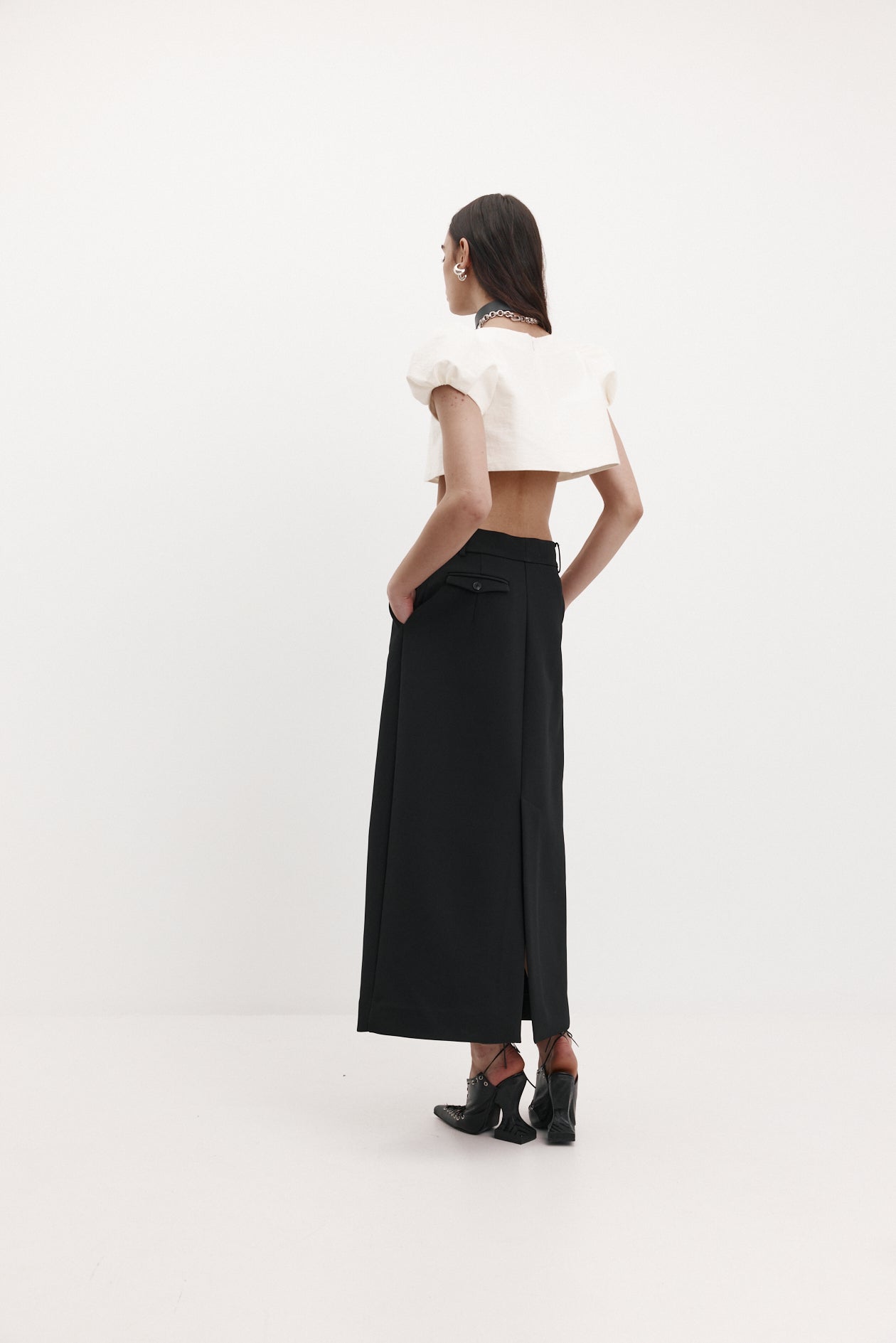 Adam Skirt in Bonded Suiting
