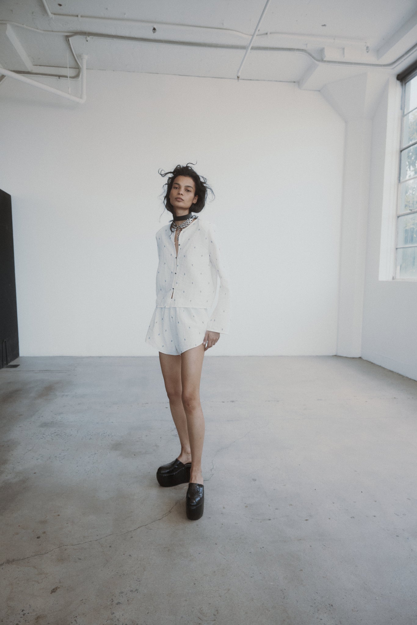 Eileen Top in Embroidered Silk