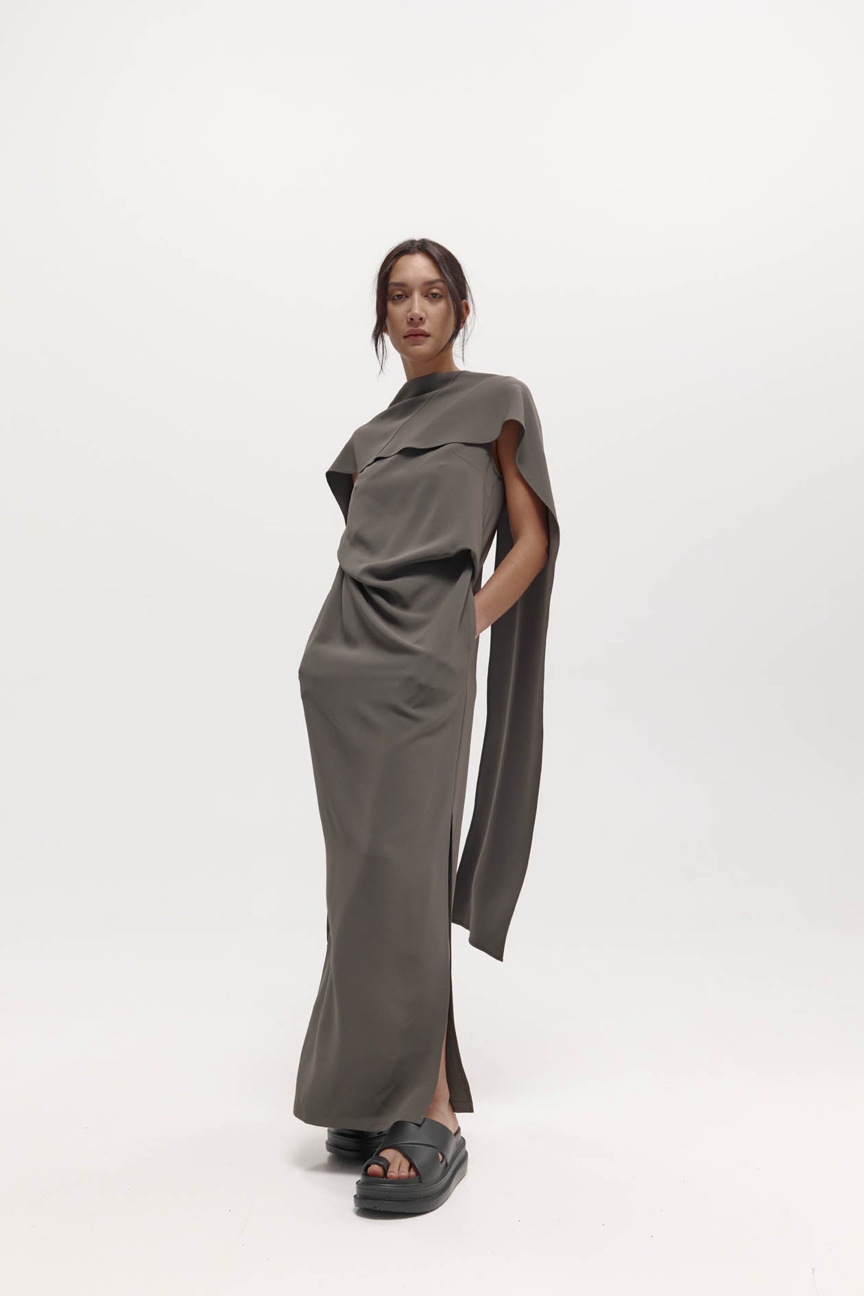 Laro Dress in Drape Suiting