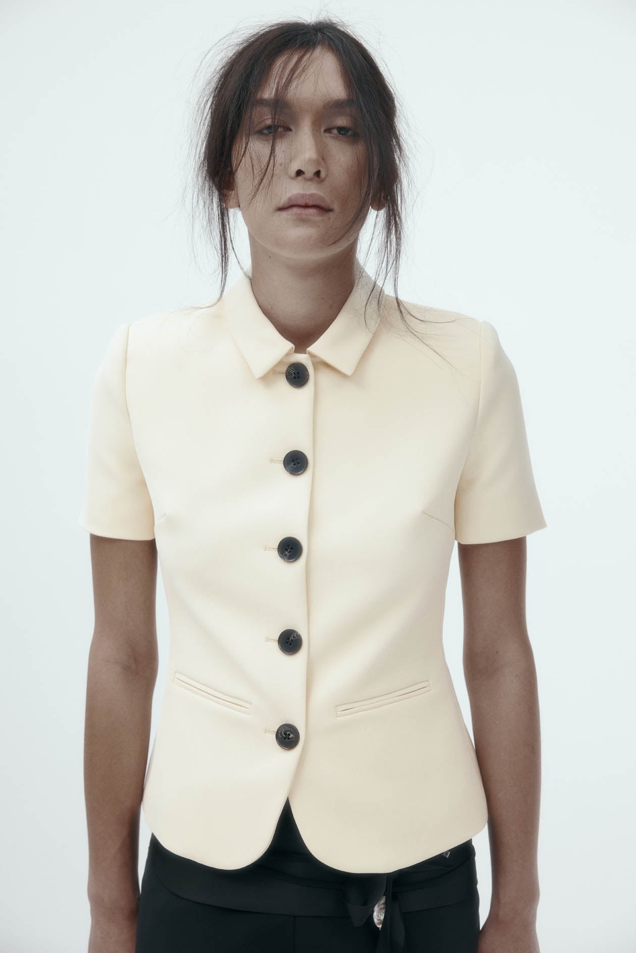 Short Sleeve Bardot Blazer in Bonded Suiting