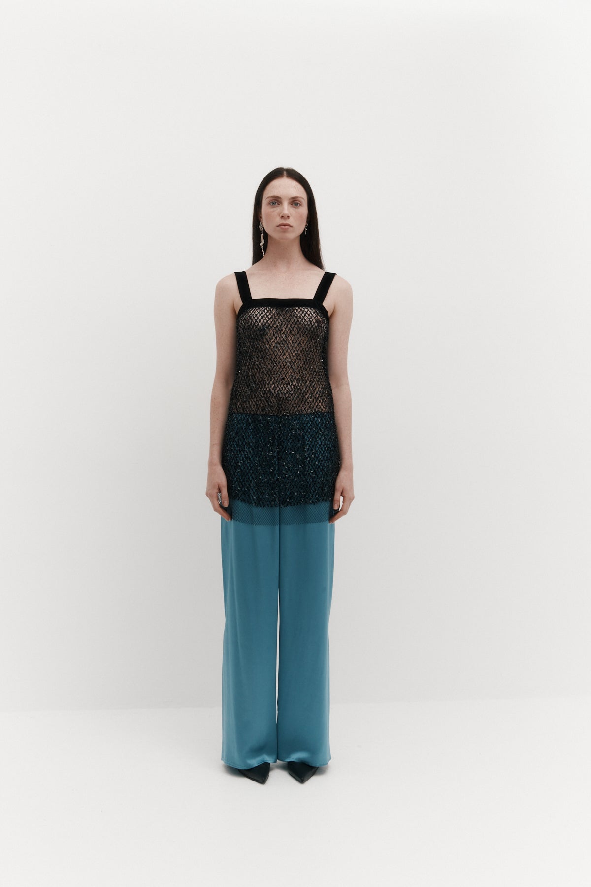 Priscilla Top in Beaded Fishnet