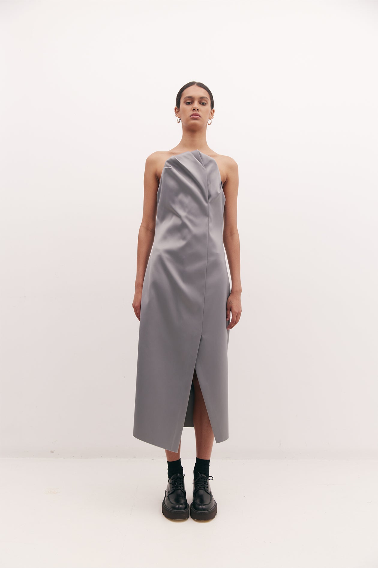 Albus Dress in Bonded Satin