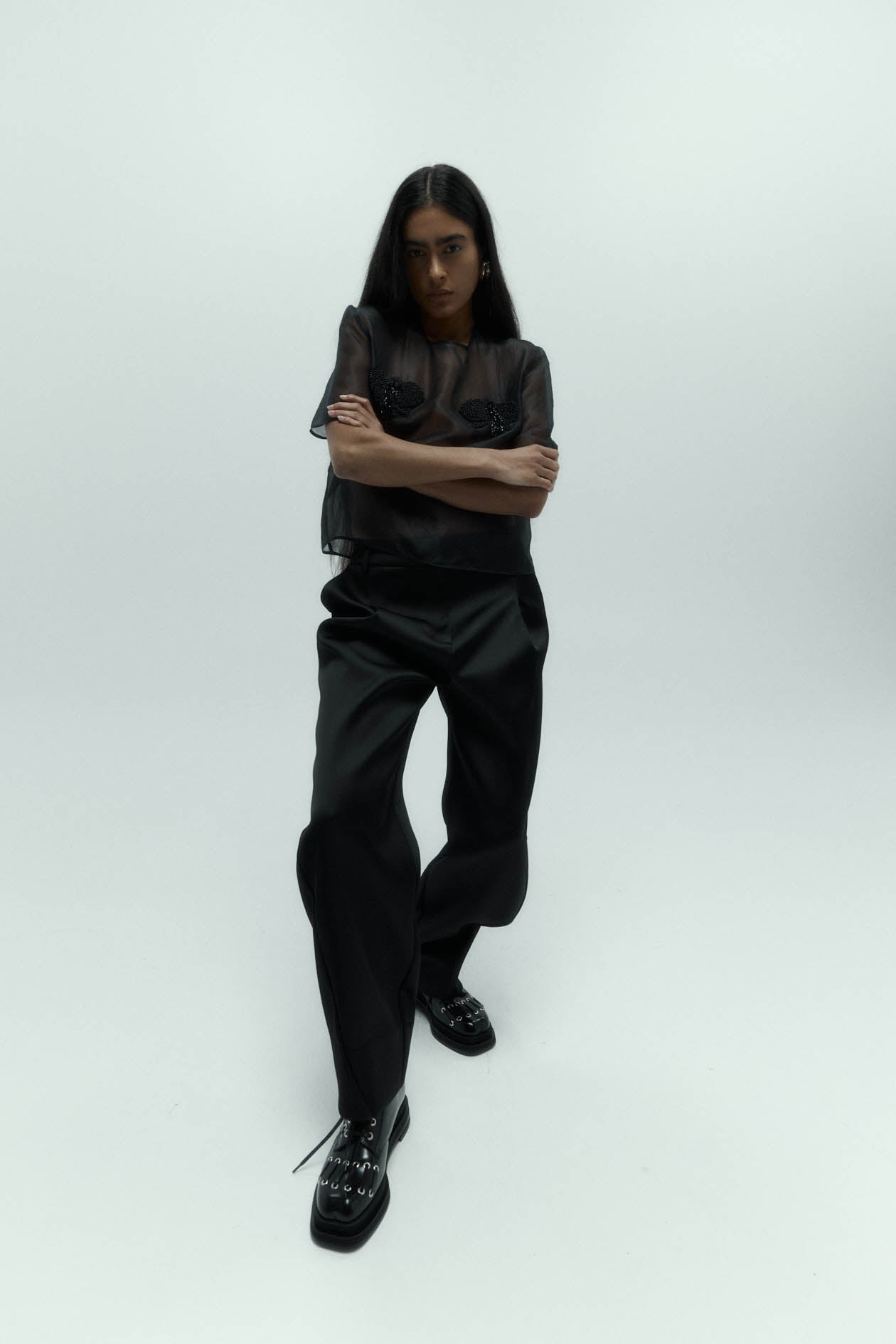 Abel Trouser in Bonded Satin
