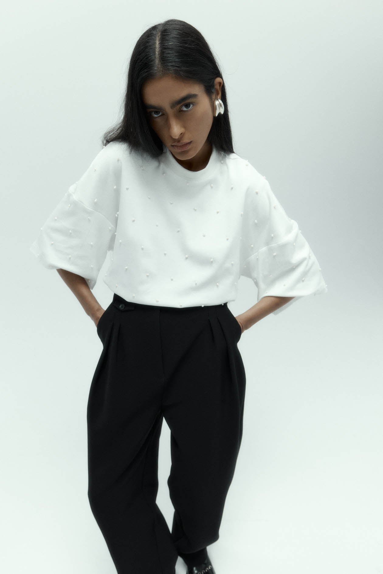 Beaded Gibson T-Shirt in Pearl Cotton