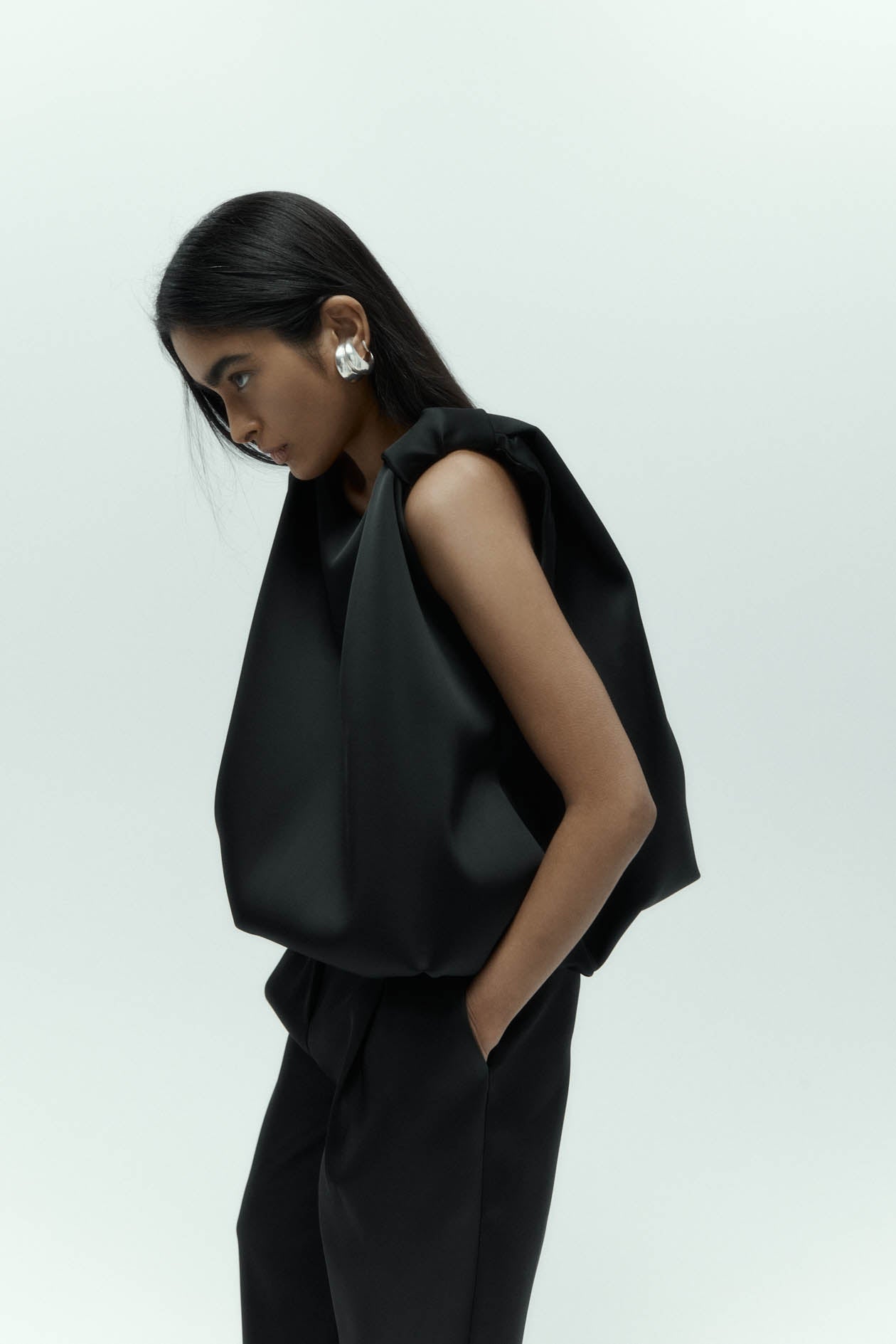 Knot Top in Bonded Satin