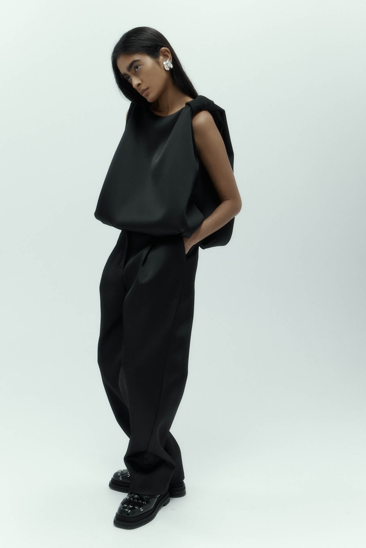 Knot Top in Bonded Satin