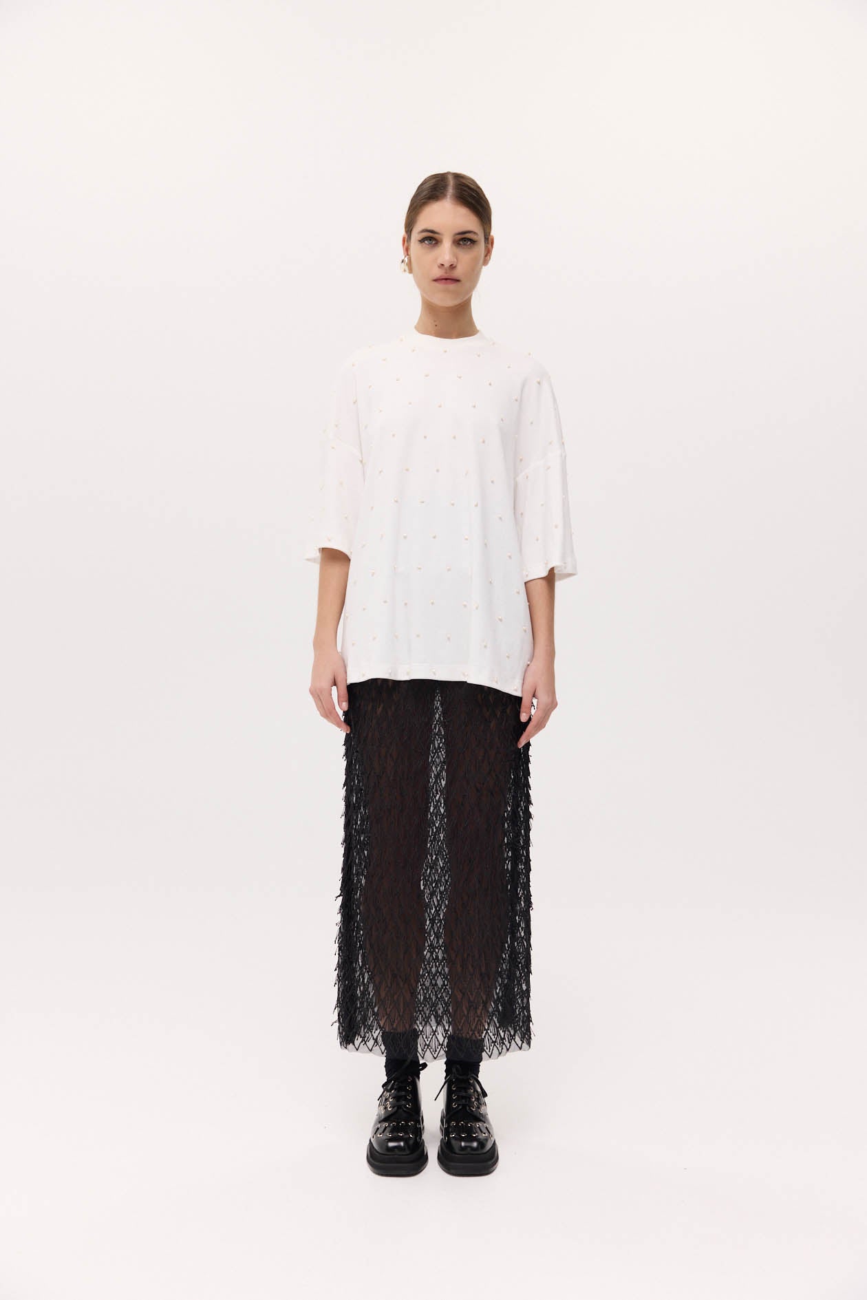 Beaded Gibson T-Shirt in Pearl Cotton