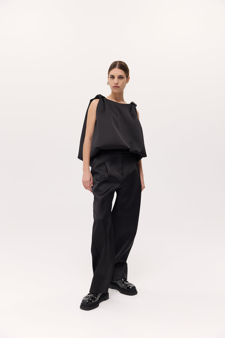 Knot Top in Bonded Satin
