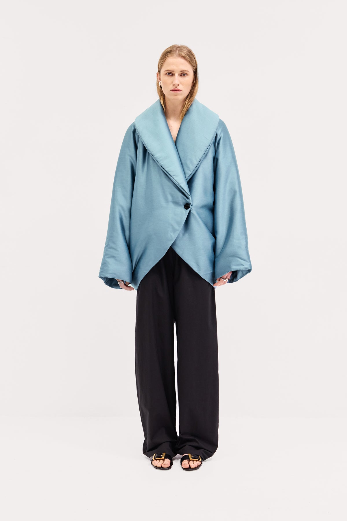 Humphrey Robe in Silk Wool Taffeta