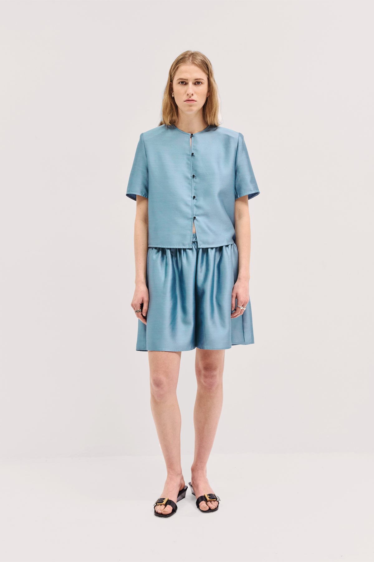 Tina Top in Silk Wool Taffeta