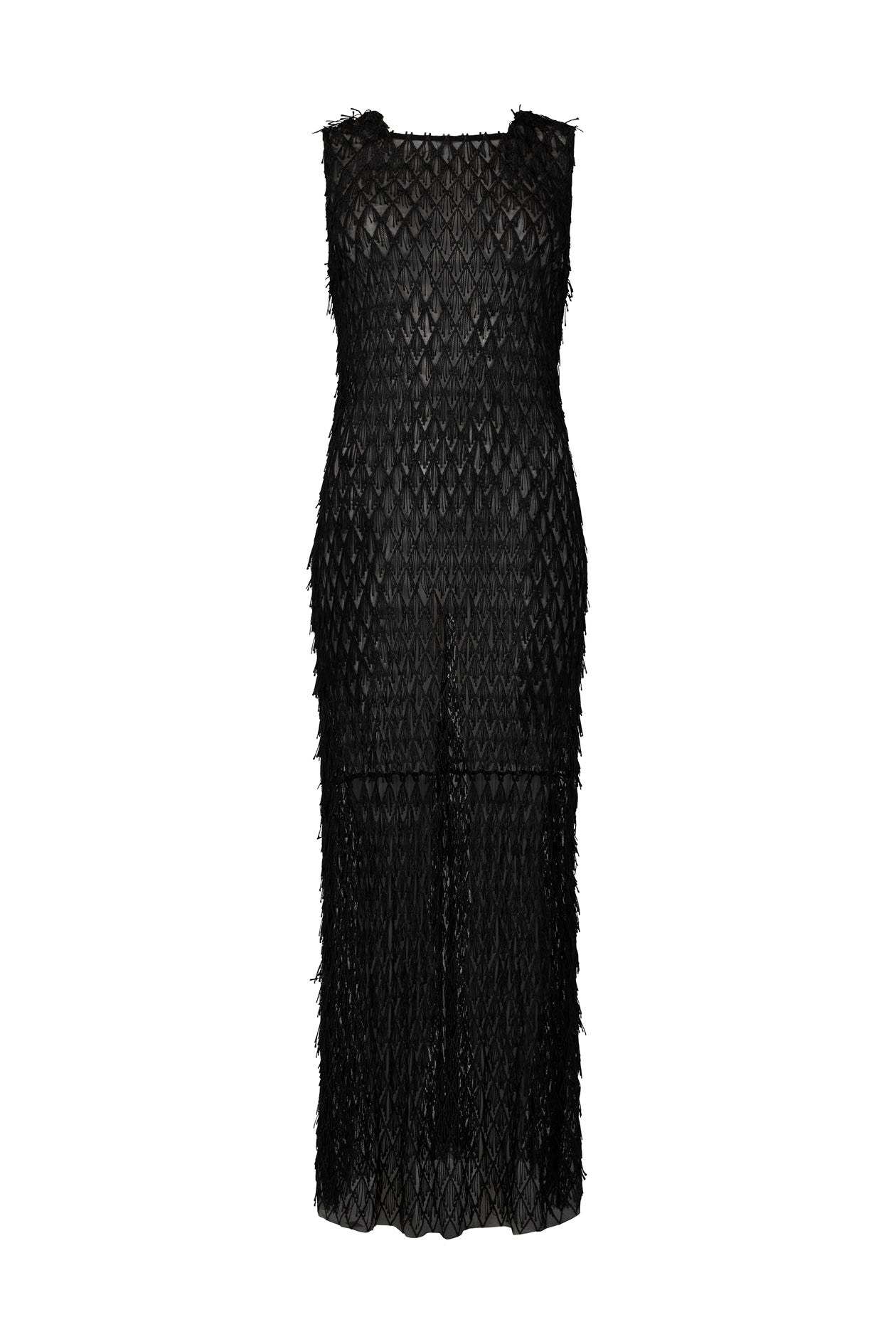 Mira Lace Dress in Mesh Fringe